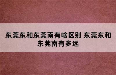 东莞东和东莞南有啥区别 东莞东和东莞南有多远